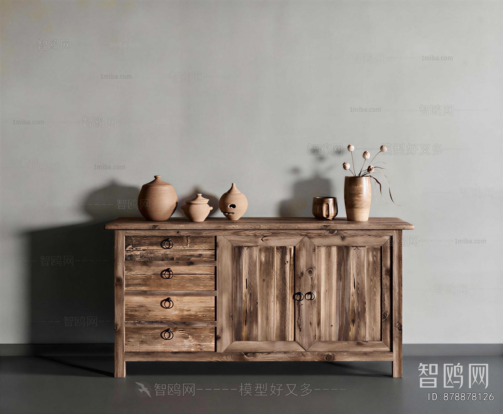Wabi-sabi Style Side Cabinet