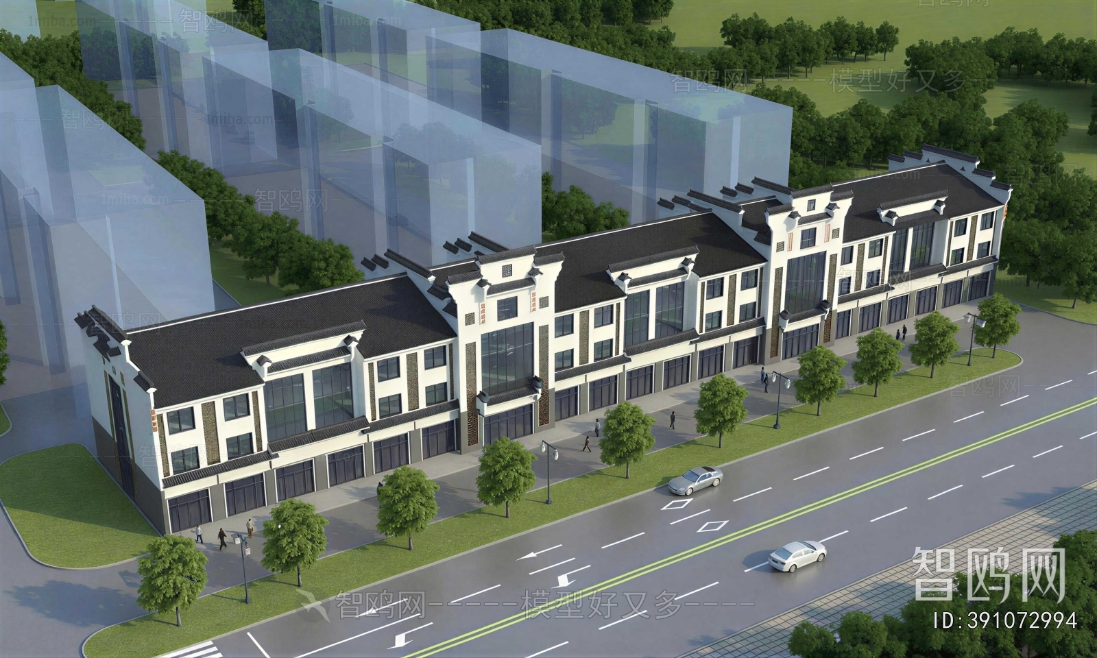 New Chinese Style Appearance Of Commercial Building