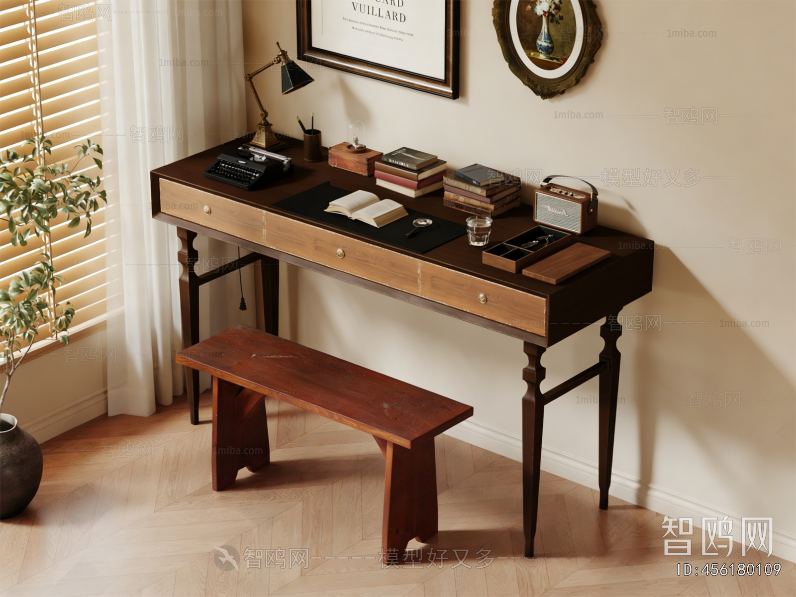 Wabi-sabi Style Computer Desk And Chair