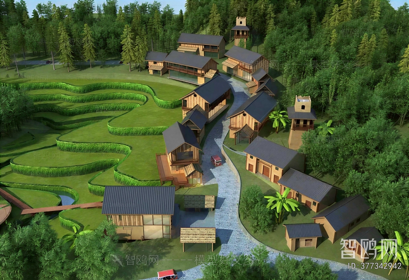 New Chinese Style Architectural Bird's-eye View Planning