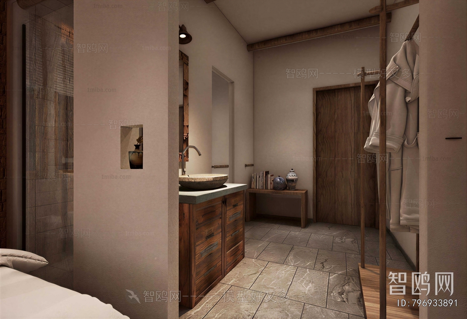 Wabi-sabi Style Guest Room