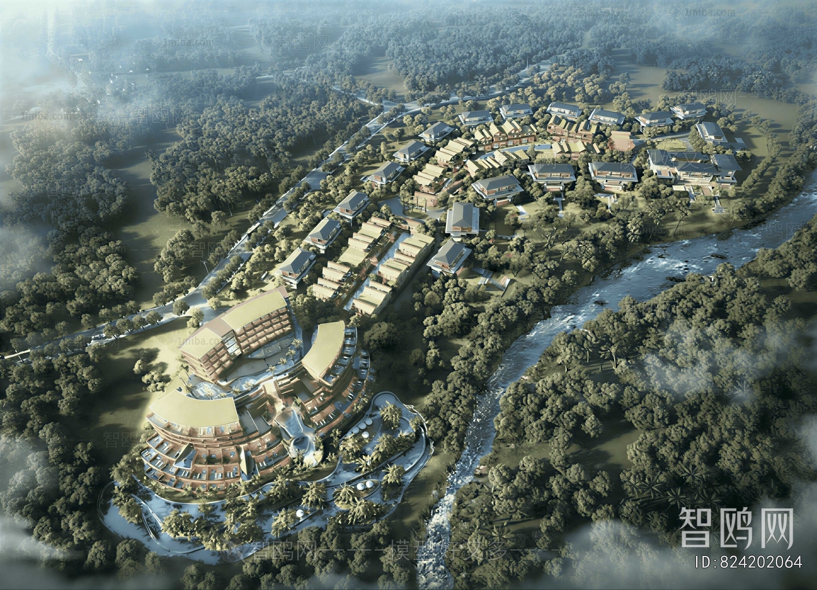 Modern Architectural Bird's-eye View Planning