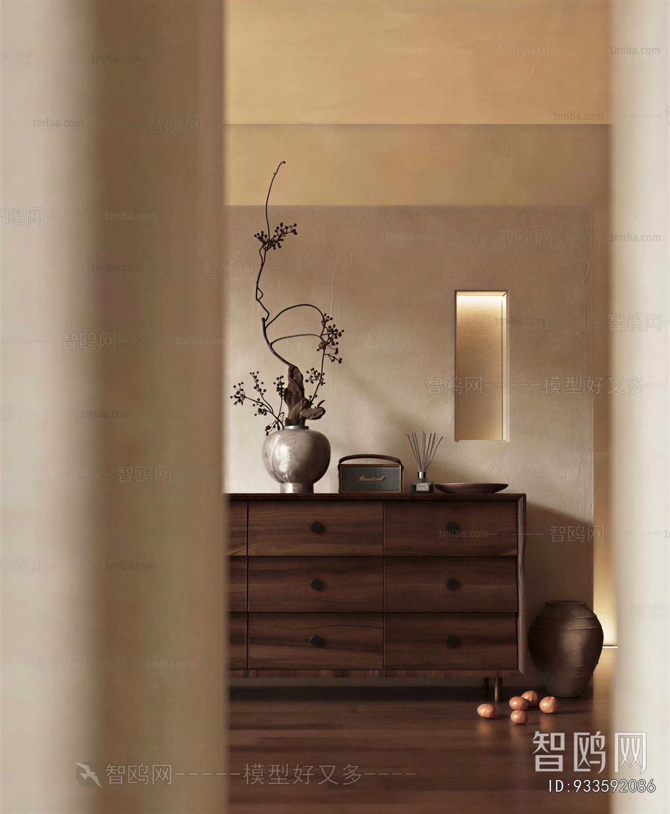 Wabi-sabi Style Side Cabinet