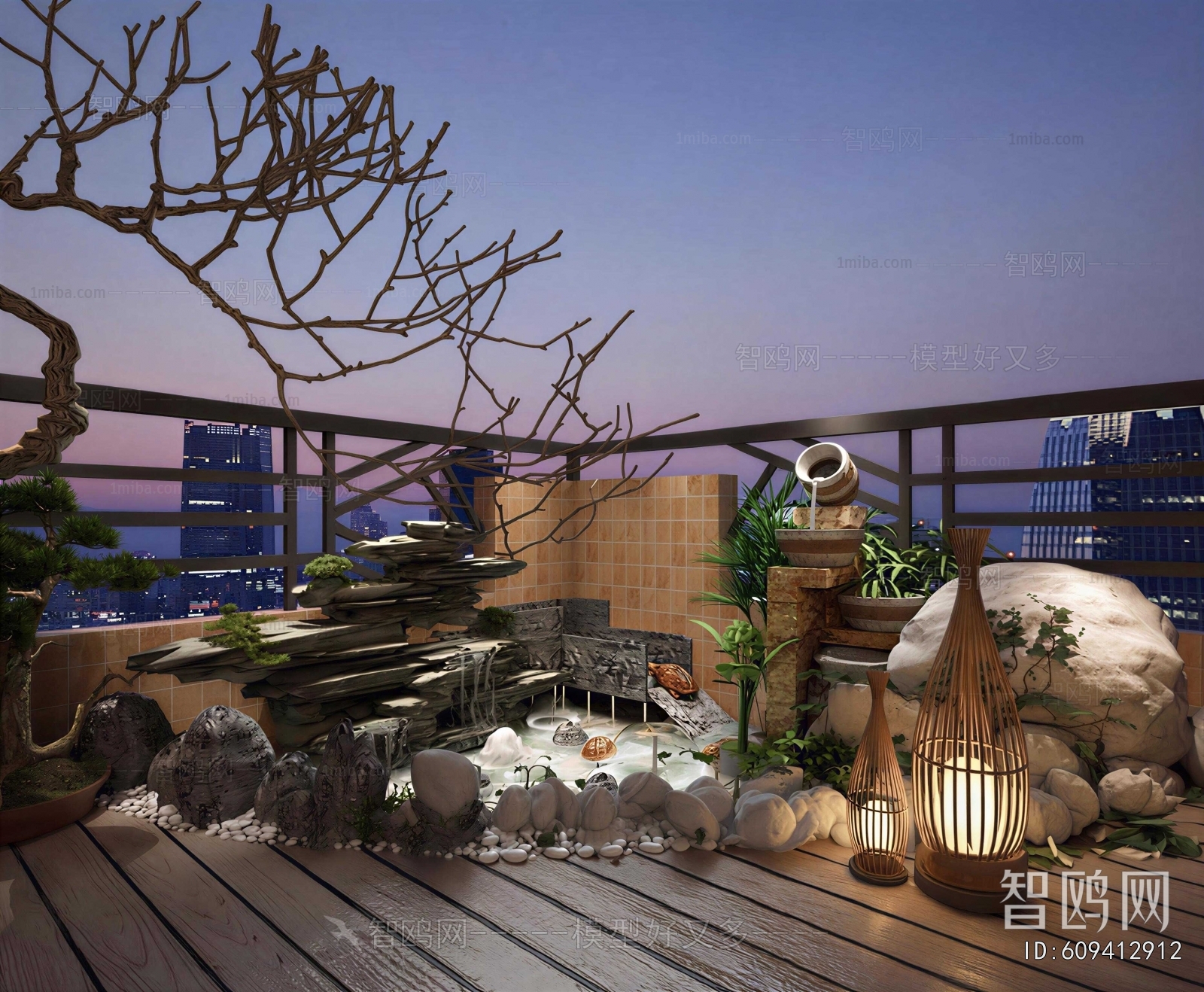 New Chinese Style Rockery Waterscape