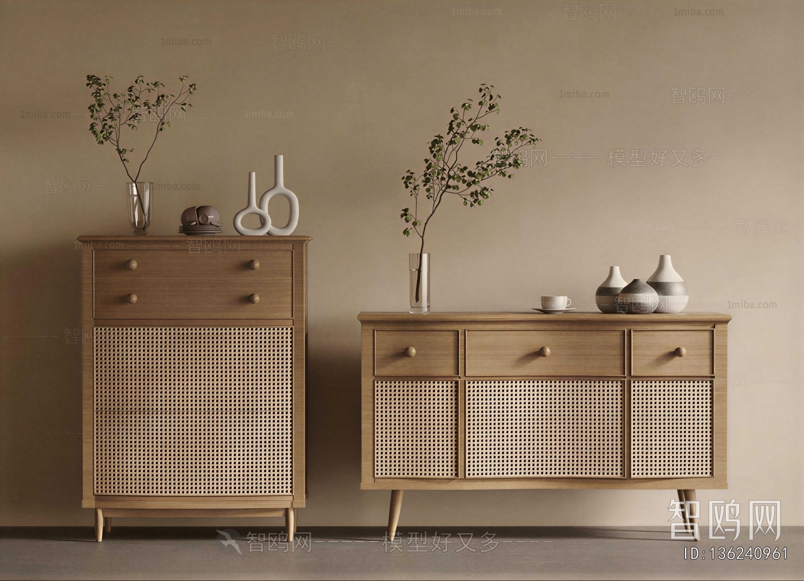 Wabi-sabi Style Side Cabinet