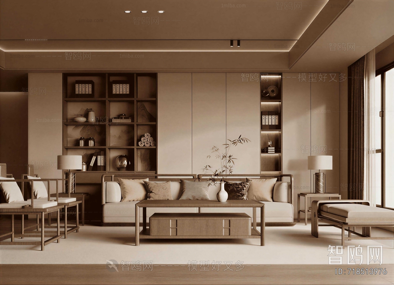New Chinese Style A Living Room