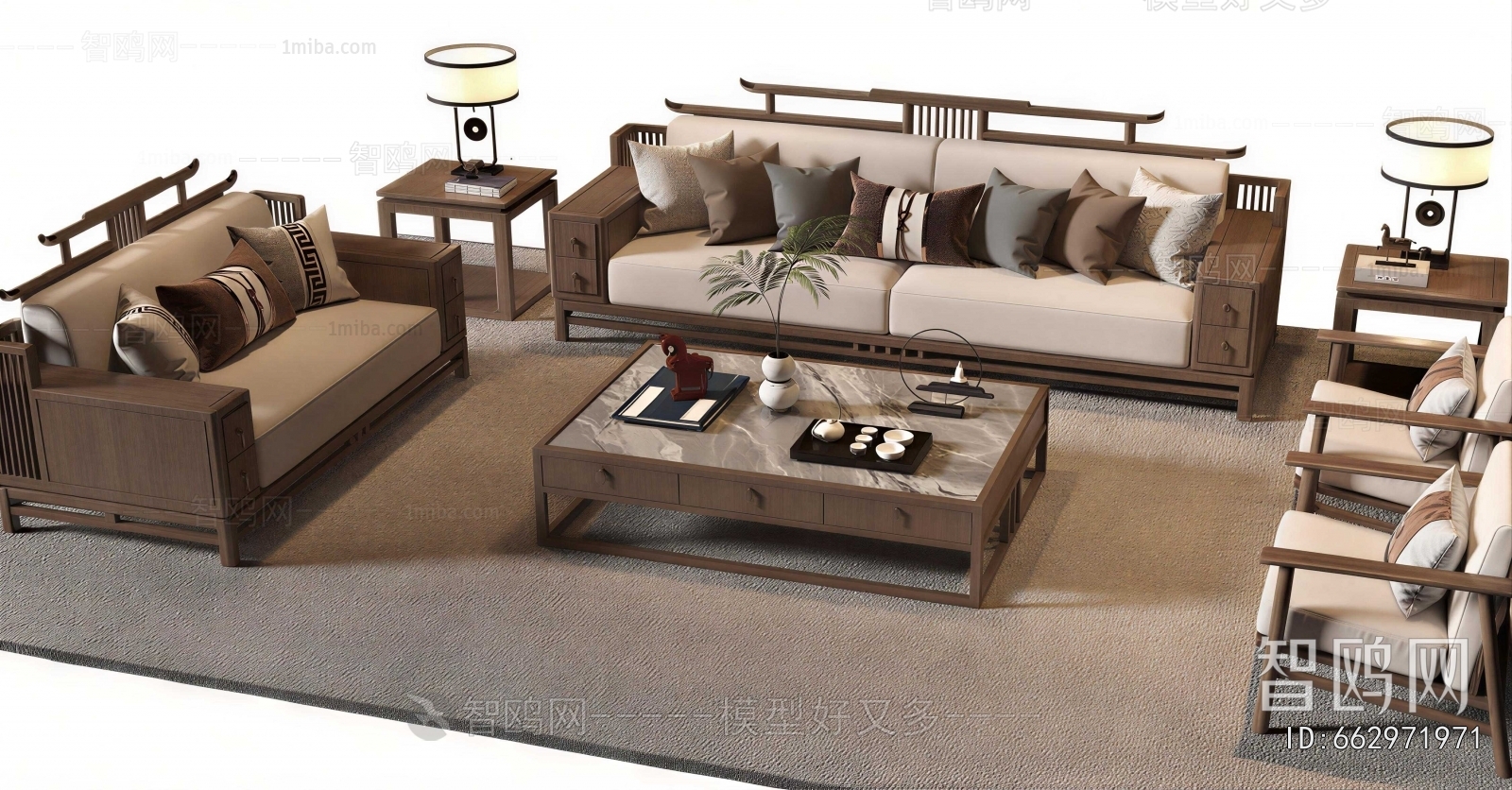 New Chinese Style Sofa Combination