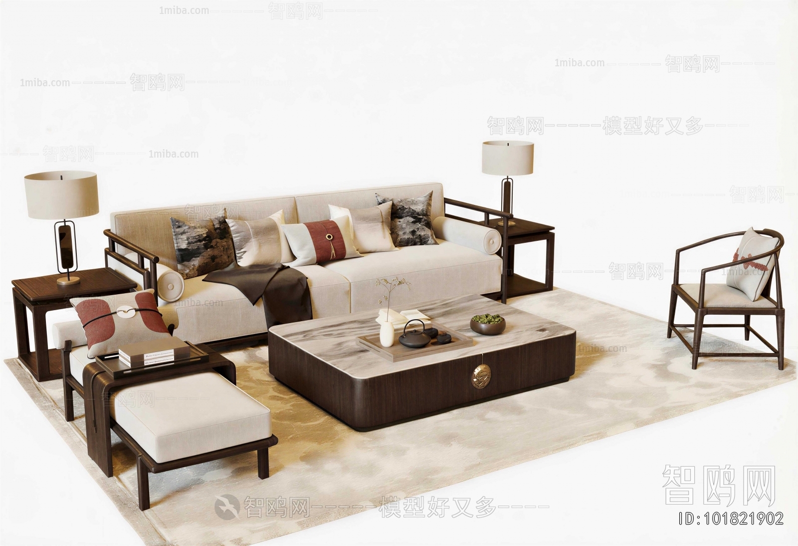 New Chinese Style Sofa Combination