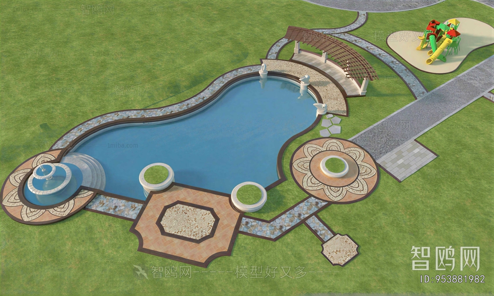 European Style Architectural Bird's-eye View Planning