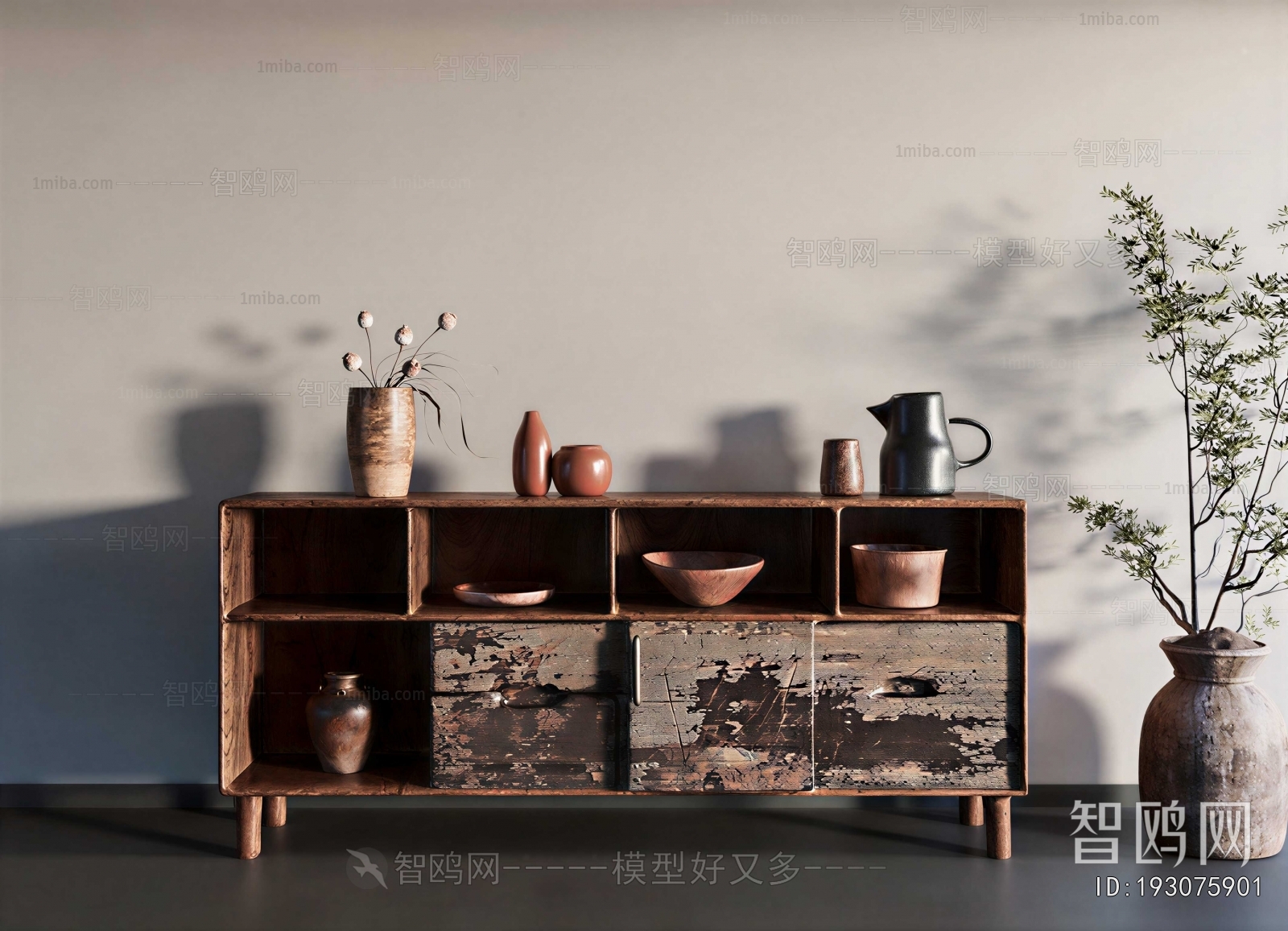 Wabi-sabi Style Side Cabinet