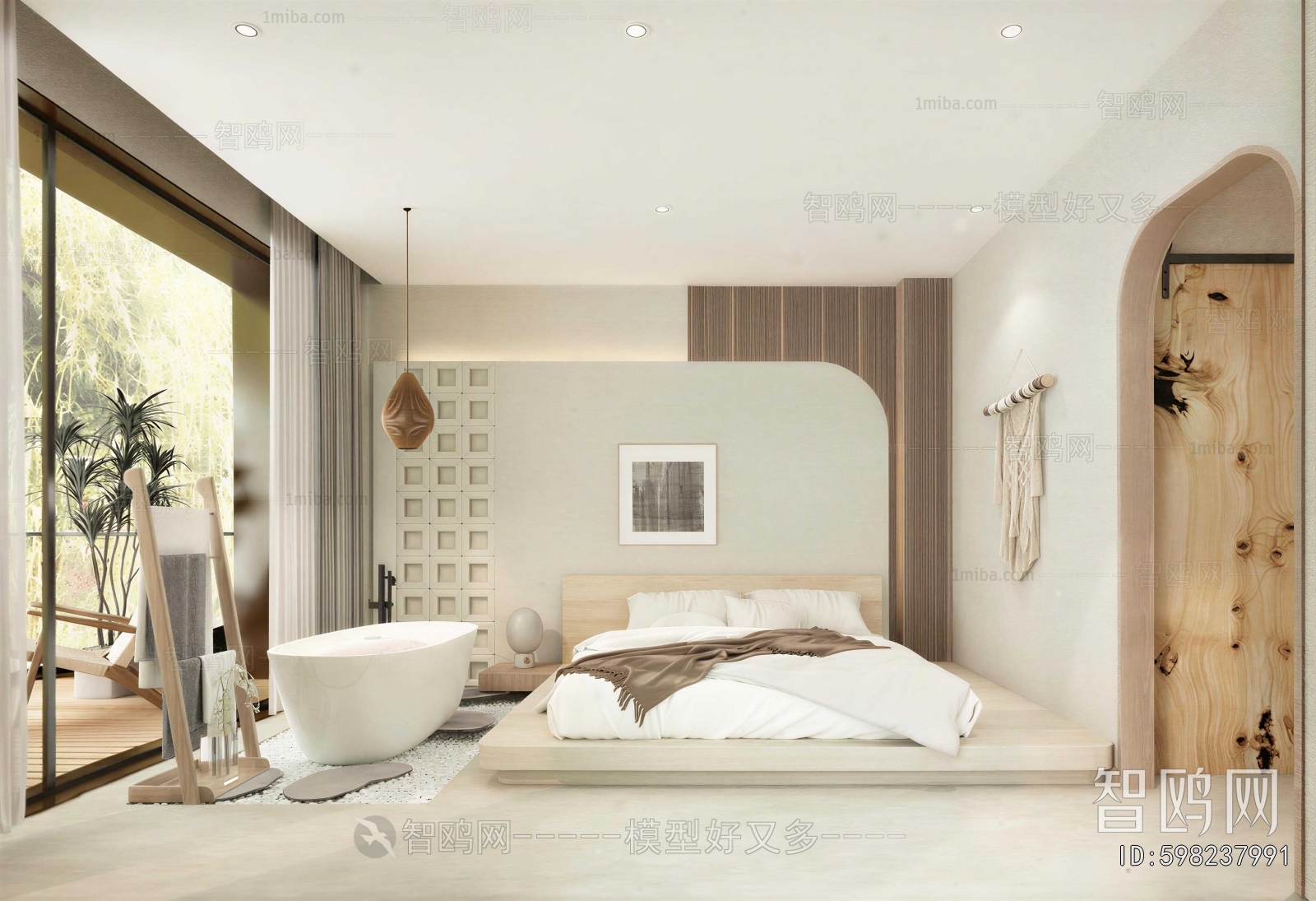 Wabi-sabi Style Guest Room