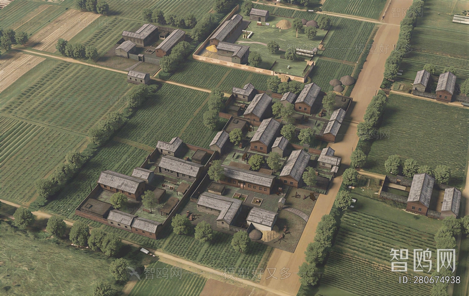 New Chinese Style Architectural Bird's-eye View Planning