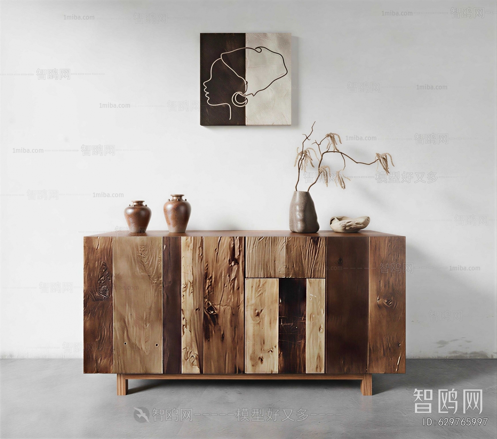 Wabi-sabi Style Side Cabinet