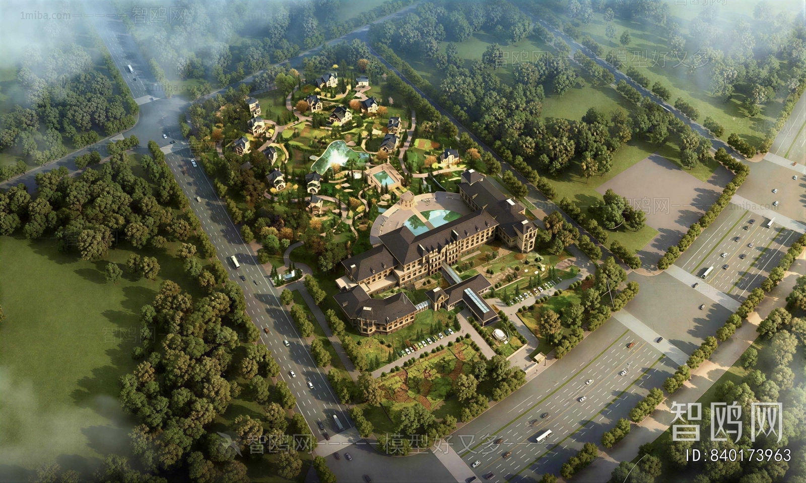 European Style Architectural Bird's-eye View Planning