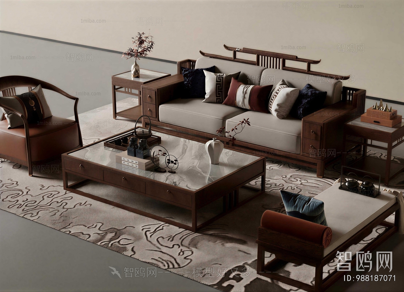 New Chinese Style Sofa Combination