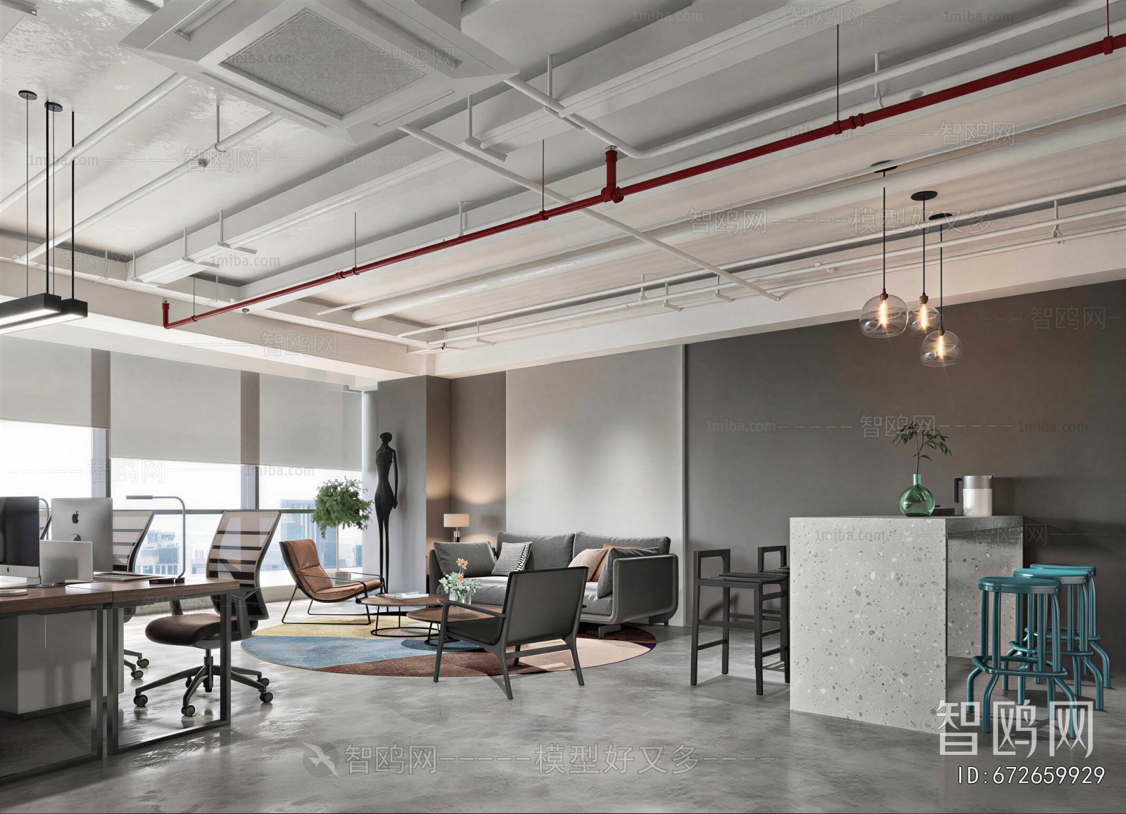 Industrial Style Office Rest Area