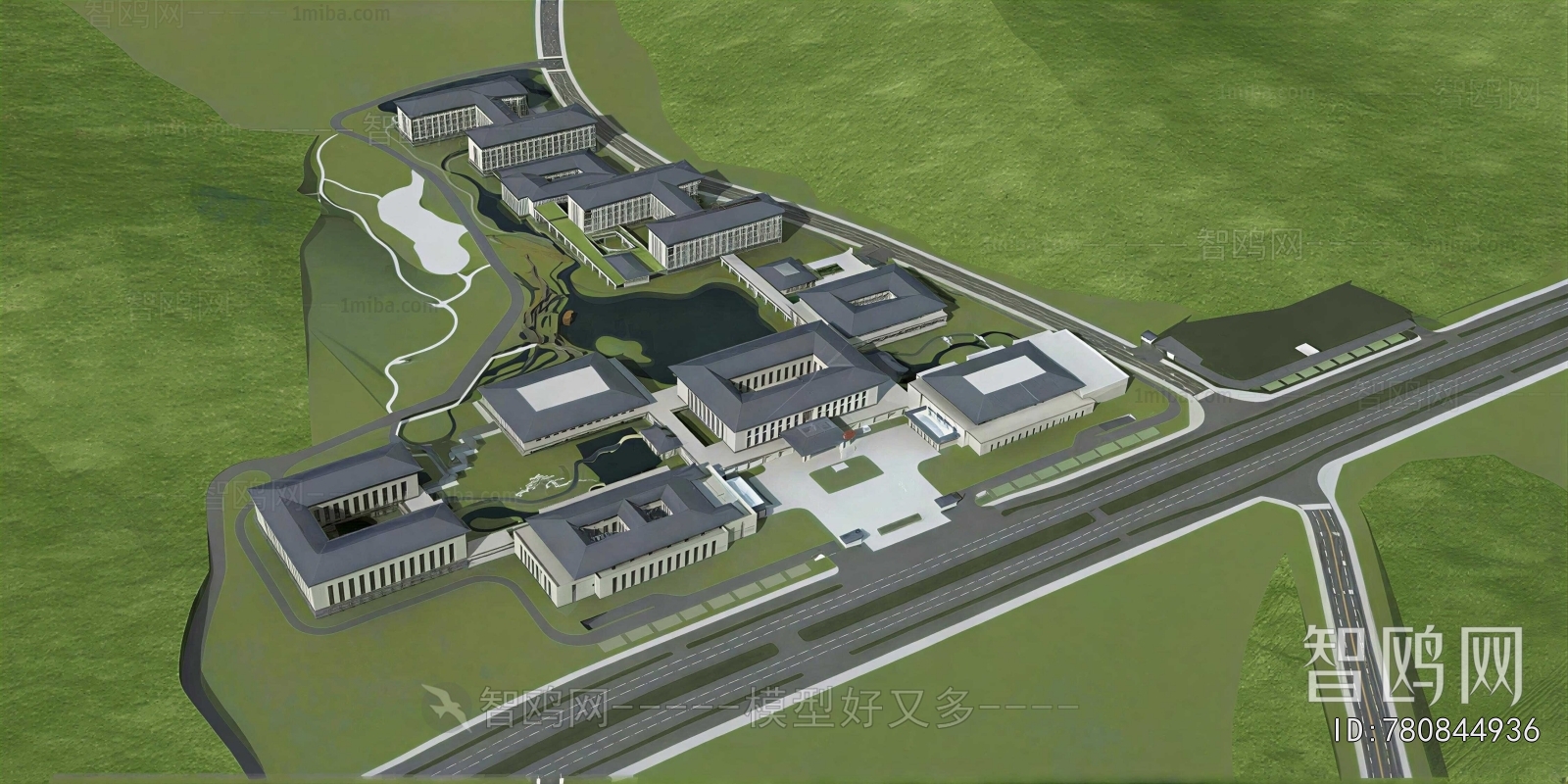 New Chinese Style Architectural Bird's-eye View Planning
