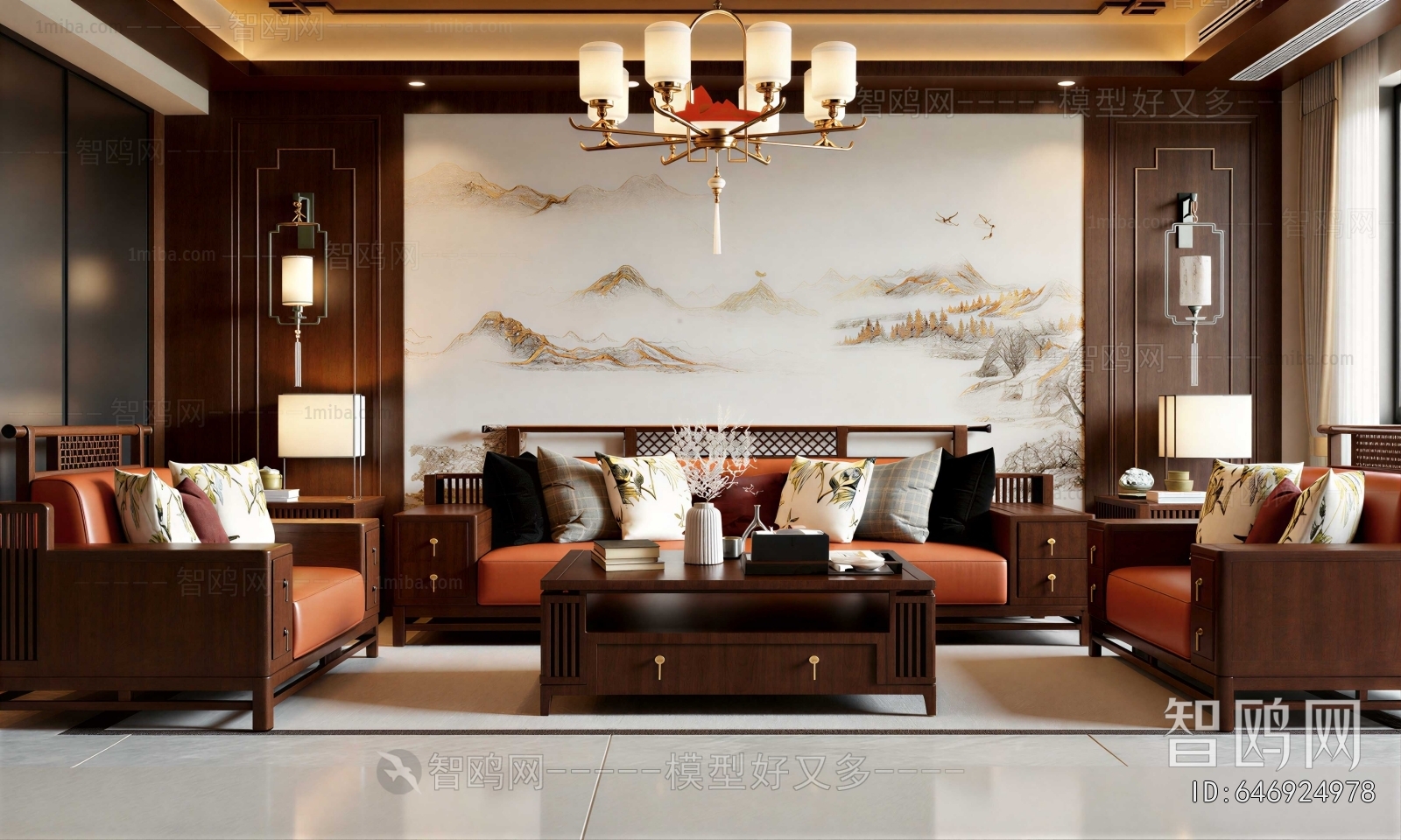 New Chinese Style A Living Room