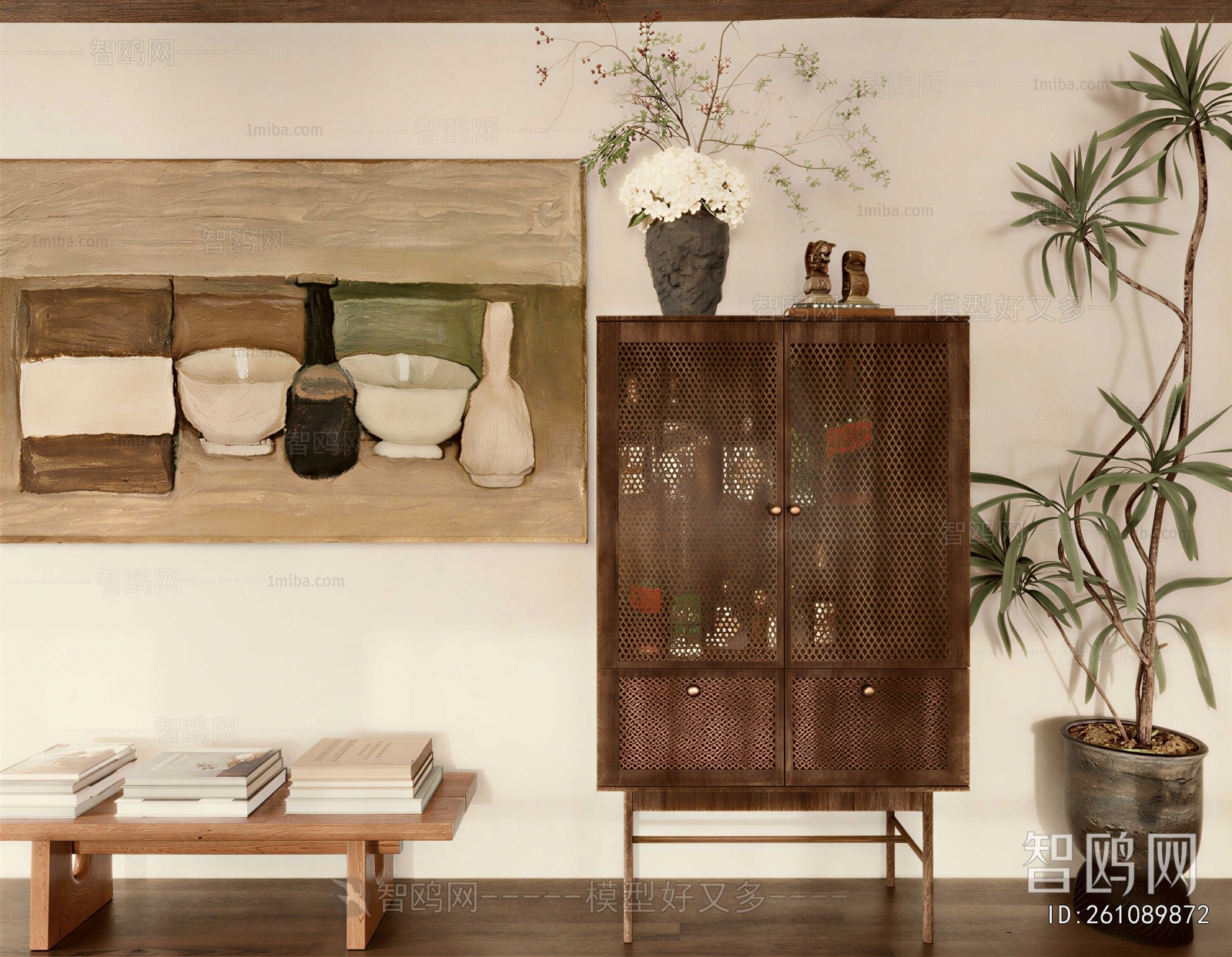 Wabi-sabi Style Side Cabinet