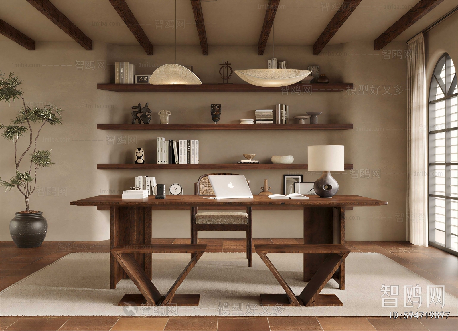 Wabi-sabi Style Study Space
