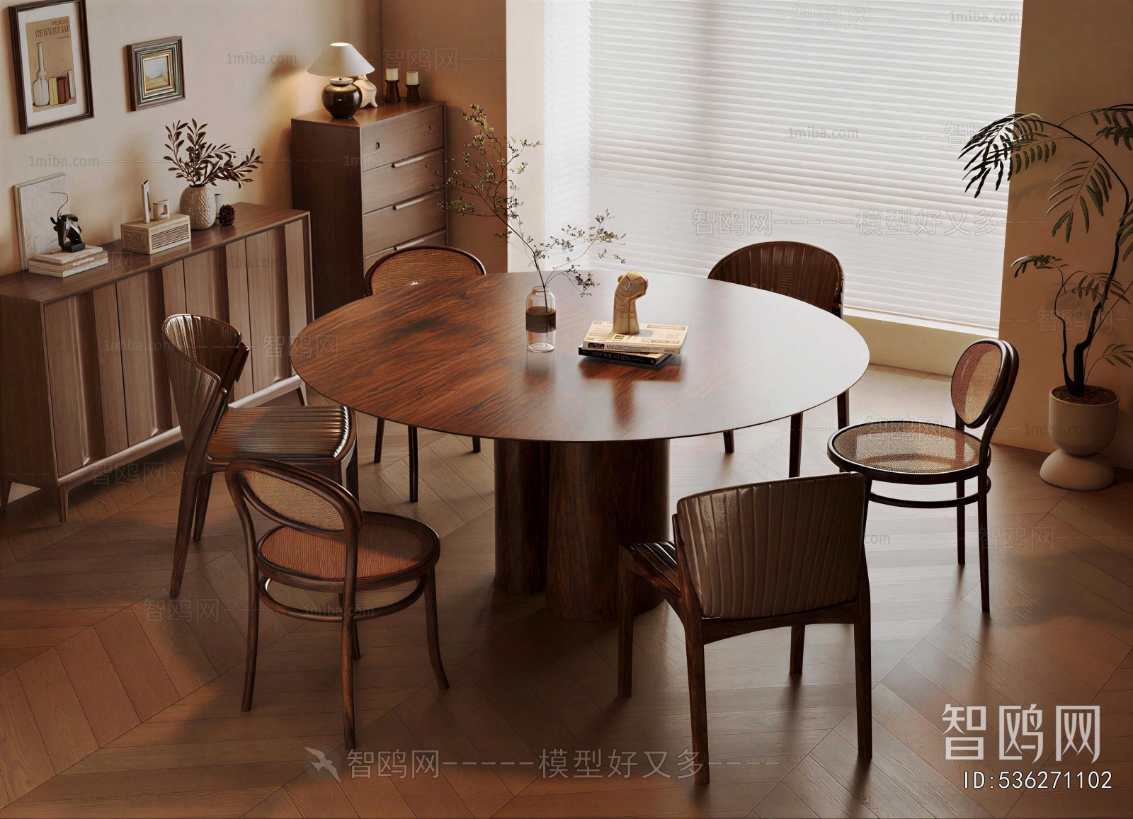 Wabi-sabi Style Dining Table And Chairs
