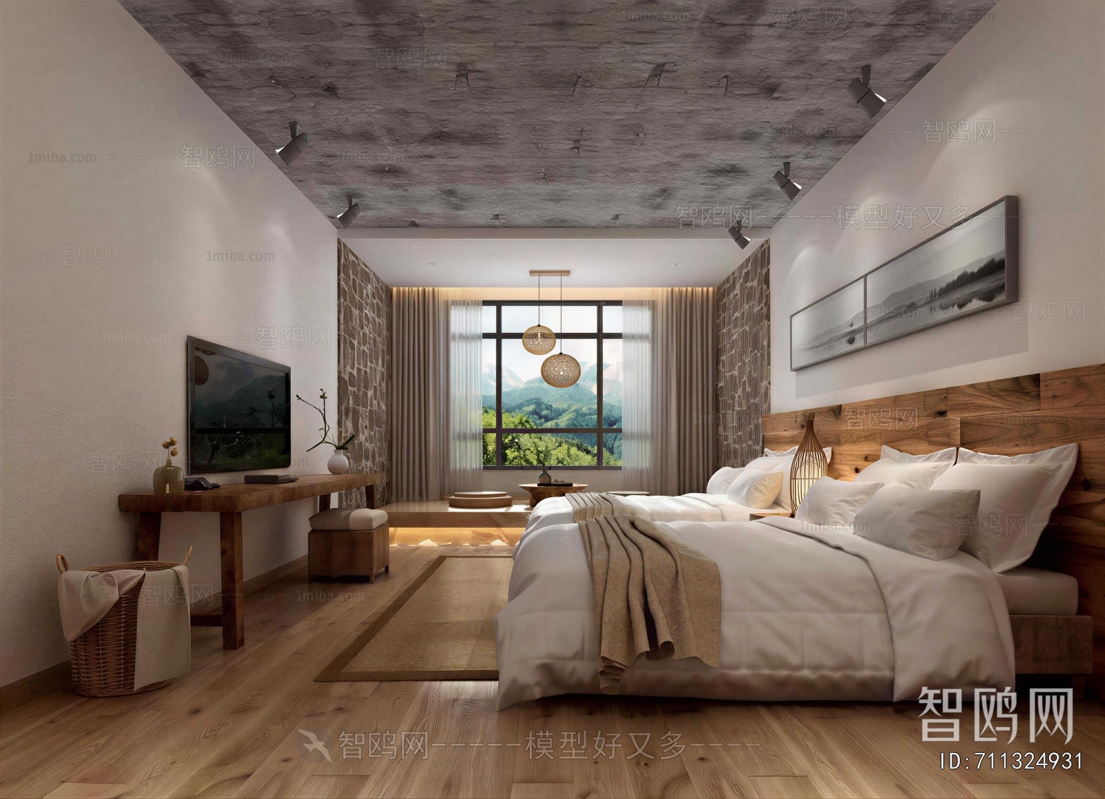 Wabi-sabi Style Guest Room