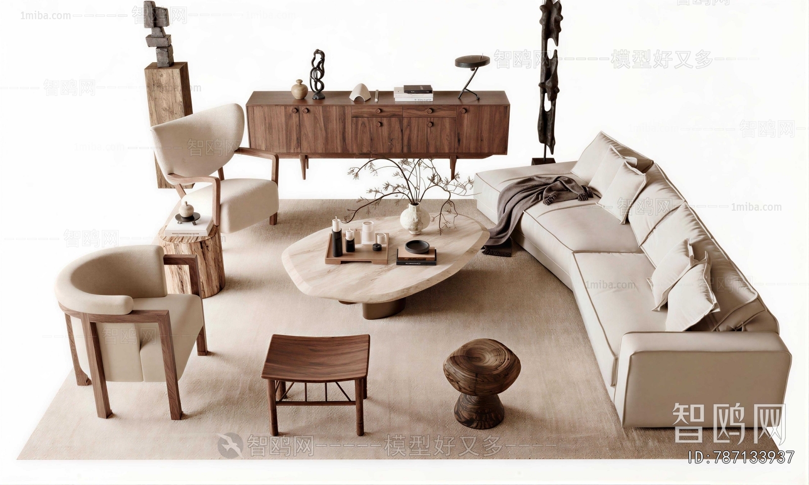 Wabi-sabi Style Sofa Combination