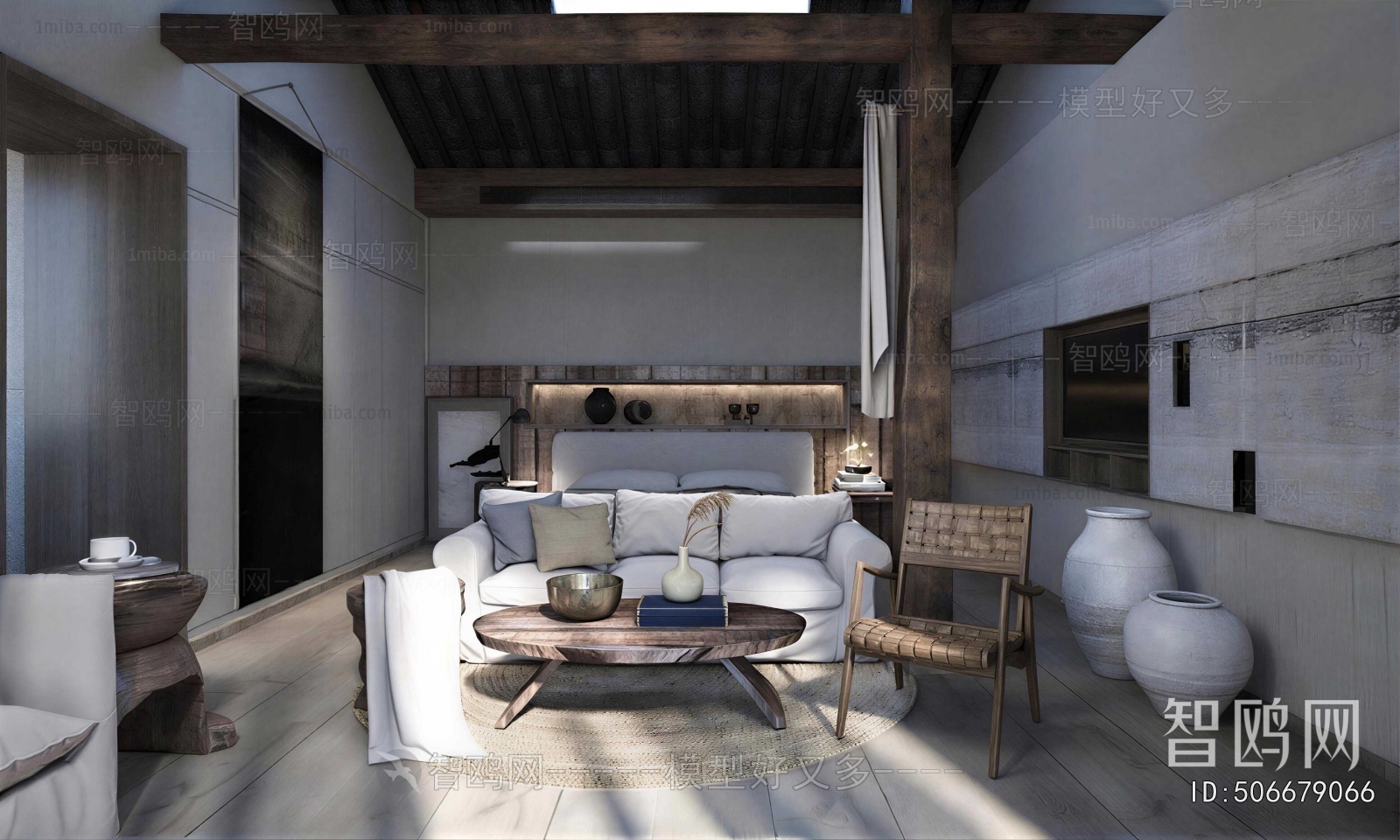 Wabi-sabi Style Guest Room