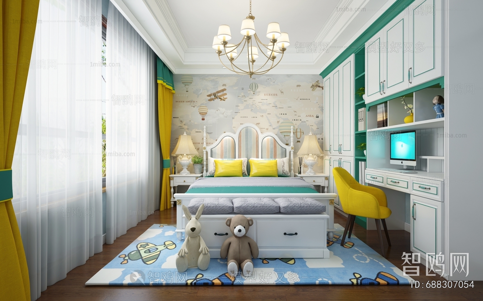 Simple European Style Boy's Room And Son's Room