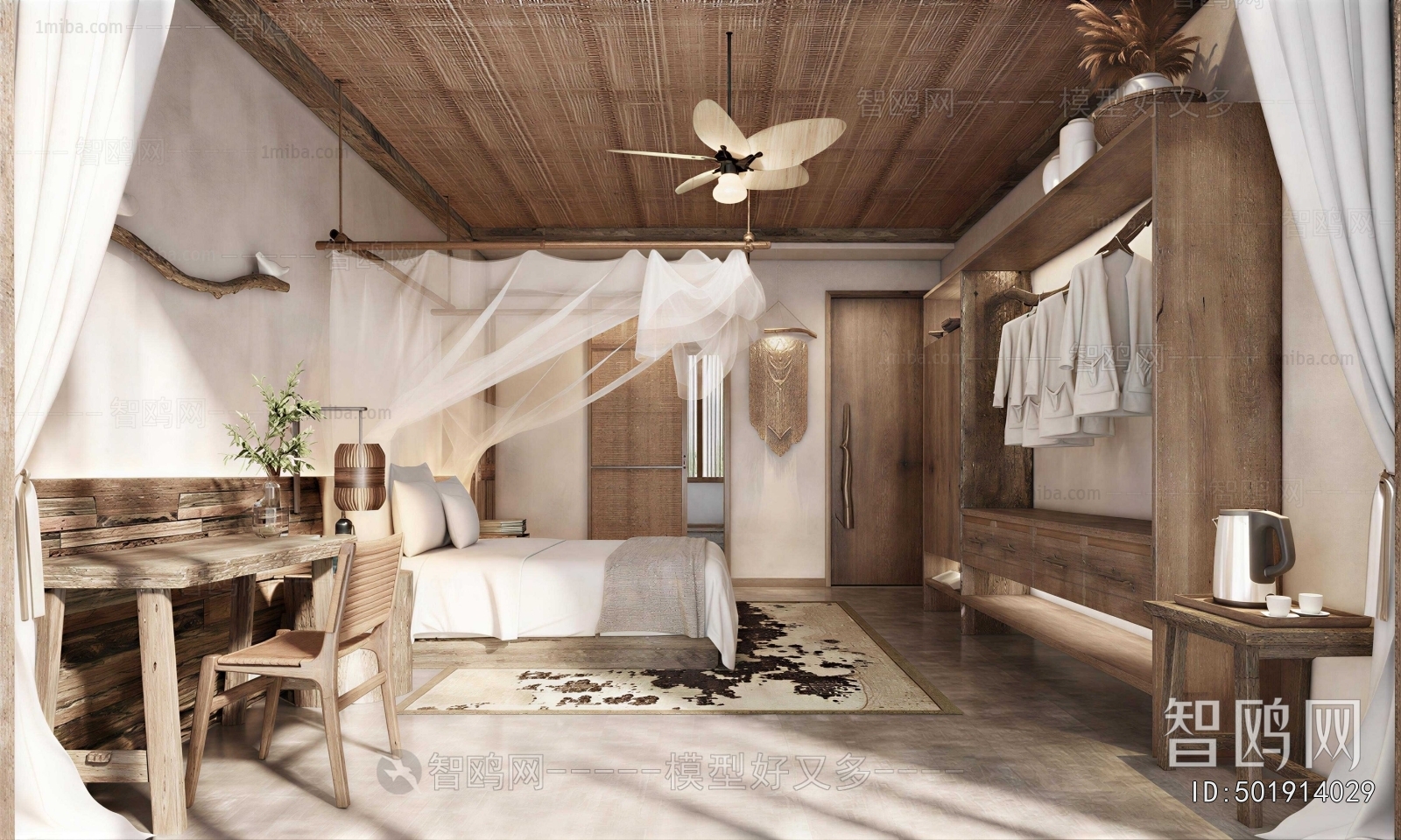 Wabi-sabi Style Guest Room