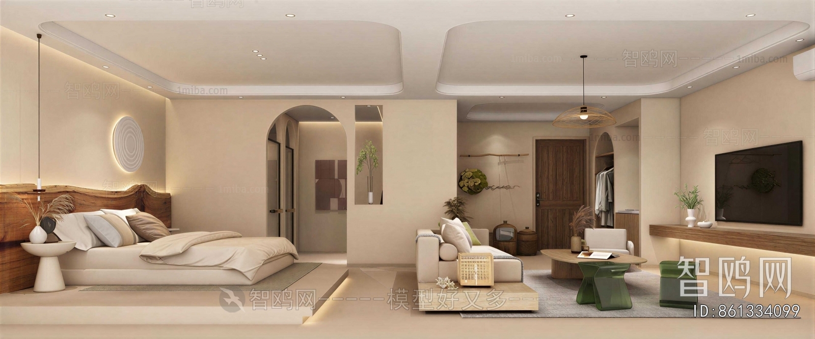 Wabi-sabi Style Guest Room