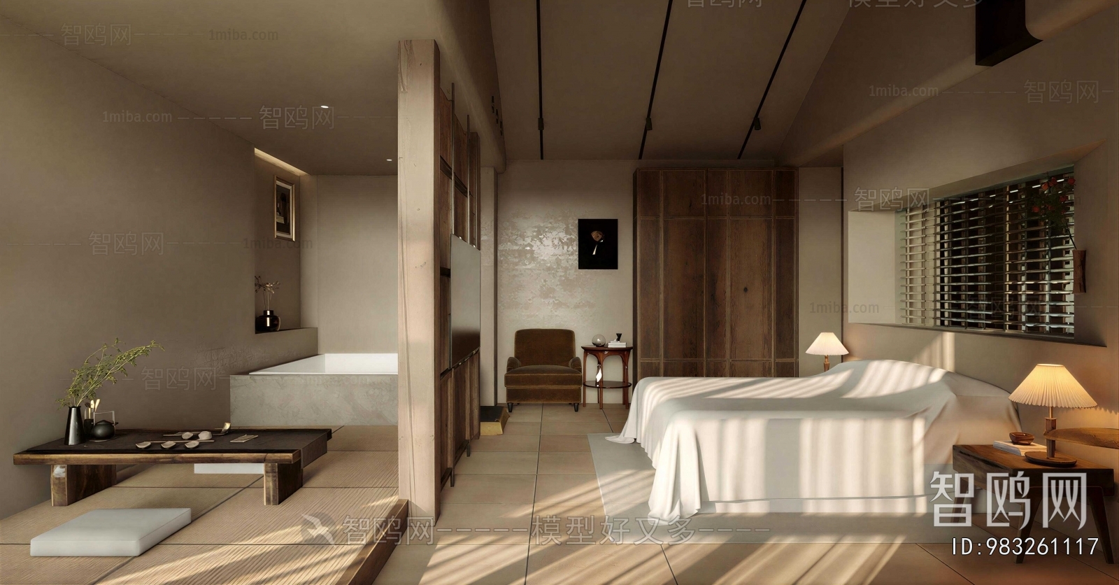 Wabi-sabi Style Guest Room