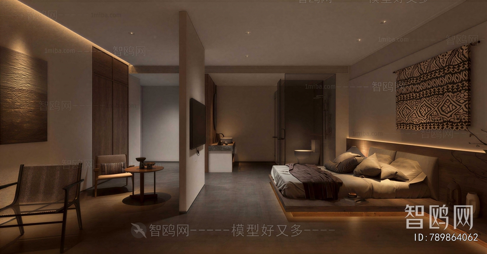 Wabi-sabi Style Guest Room
