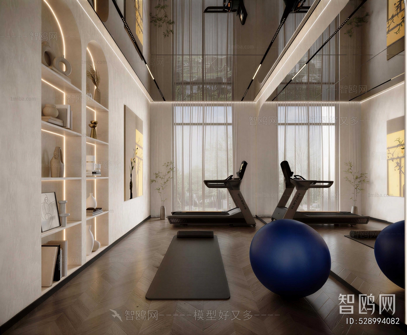 Wabi-sabi Style Home Fitness Room