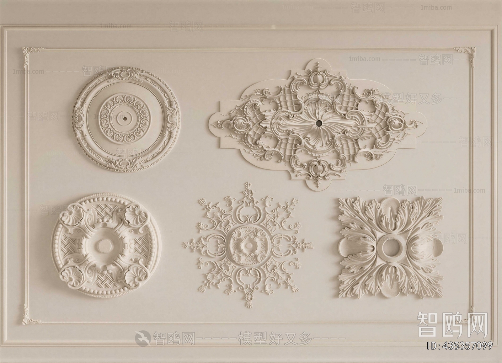 French Style Plaster Carved Top Plate