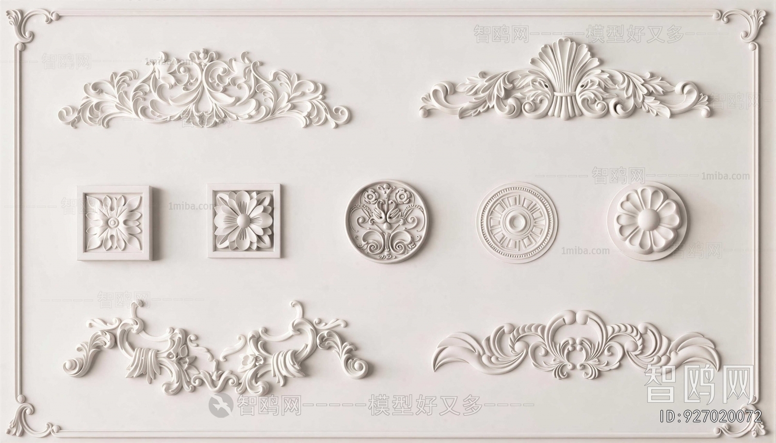 French Style Plaster Carved Top Plate