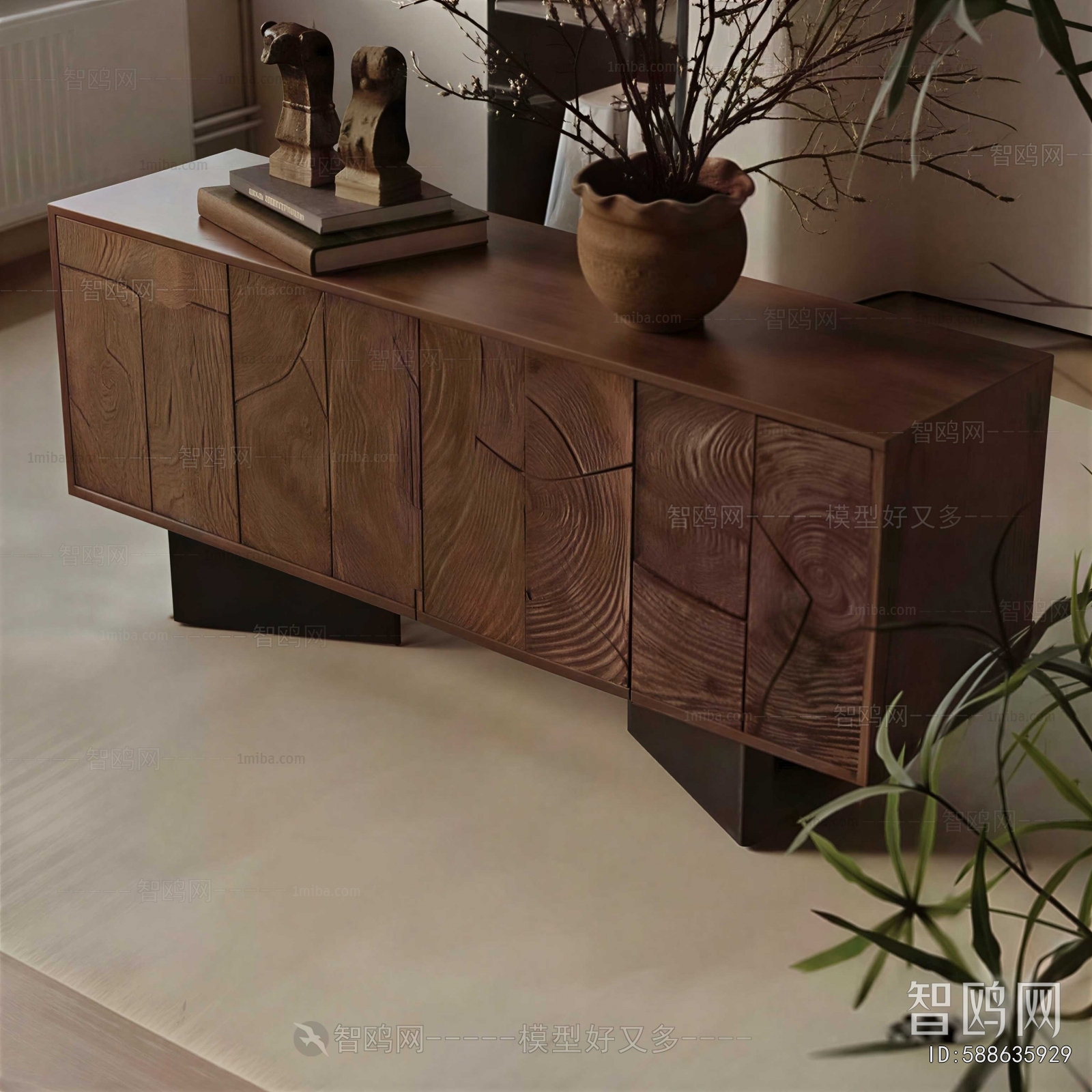 Wabi-sabi Style Side Cabinet