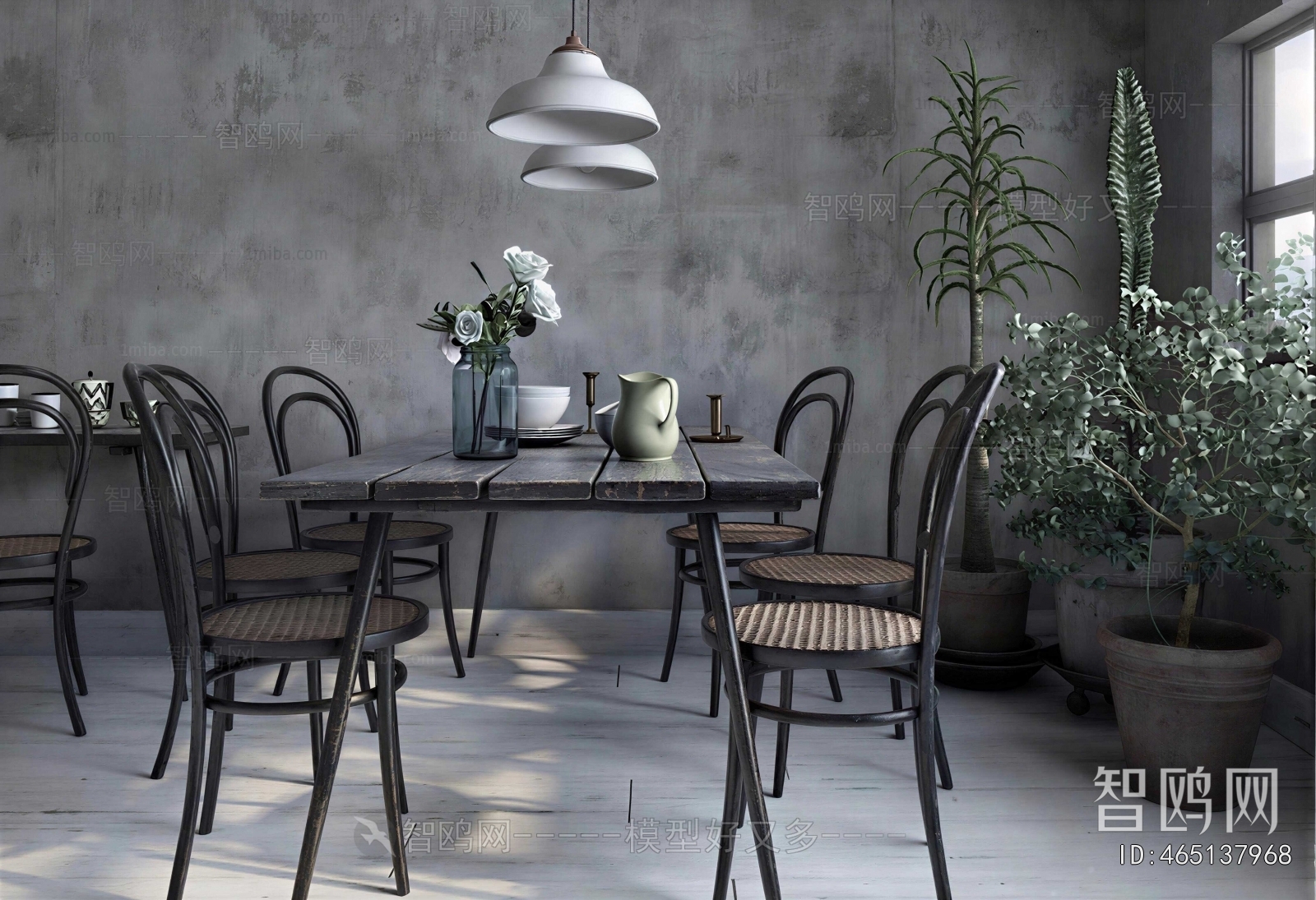 Industrial Style Dining Table And Chairs