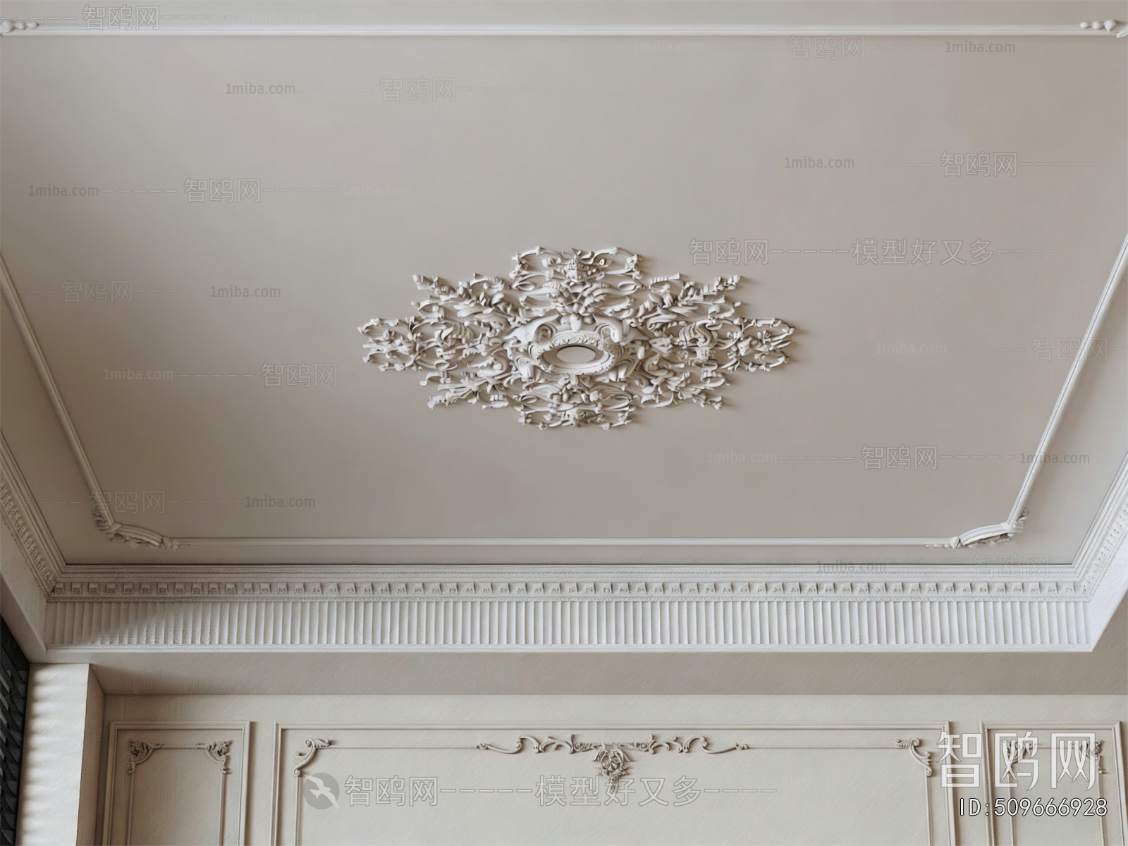 French Style Plaster Carved Top Plate