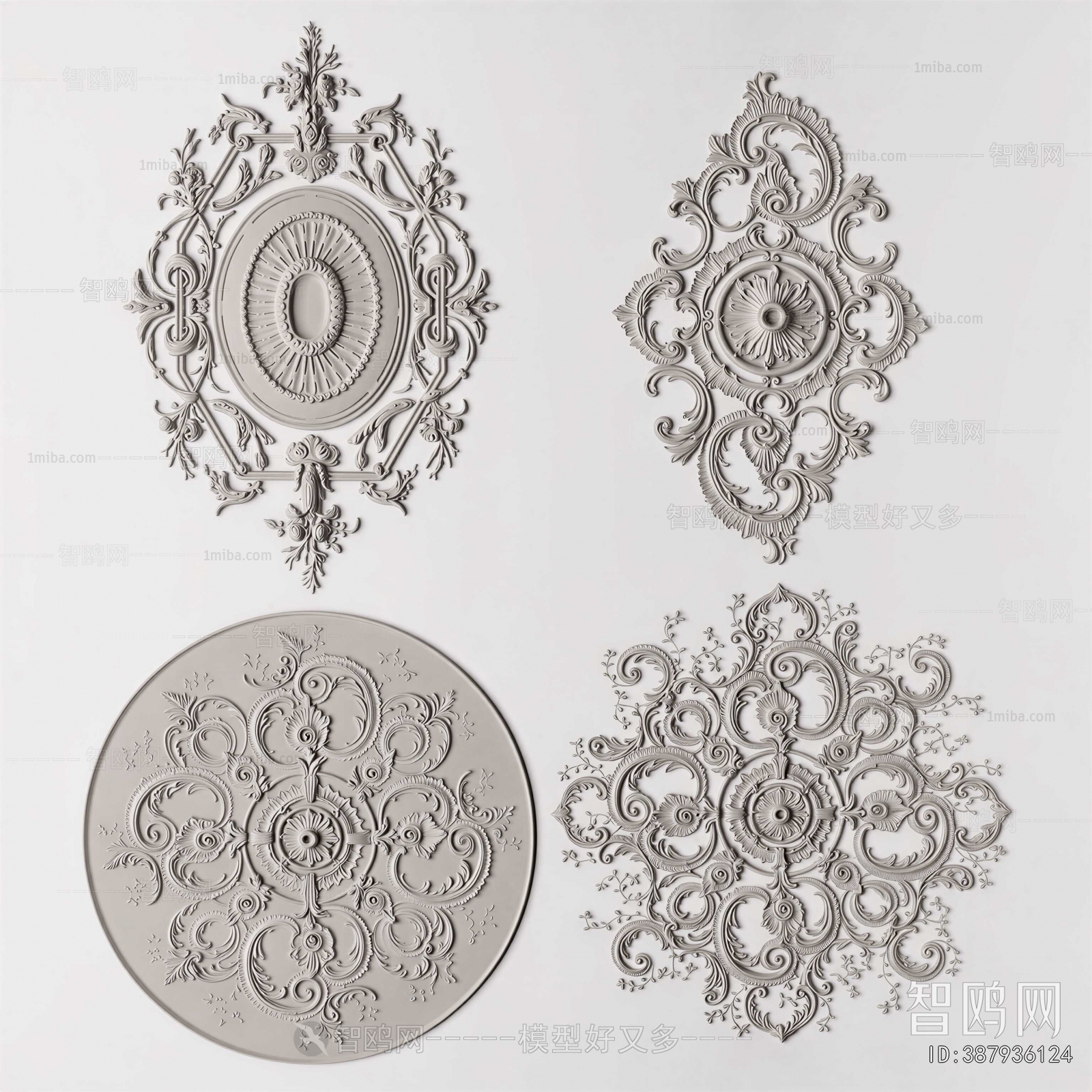 French Style Plaster Carved Top Plate
