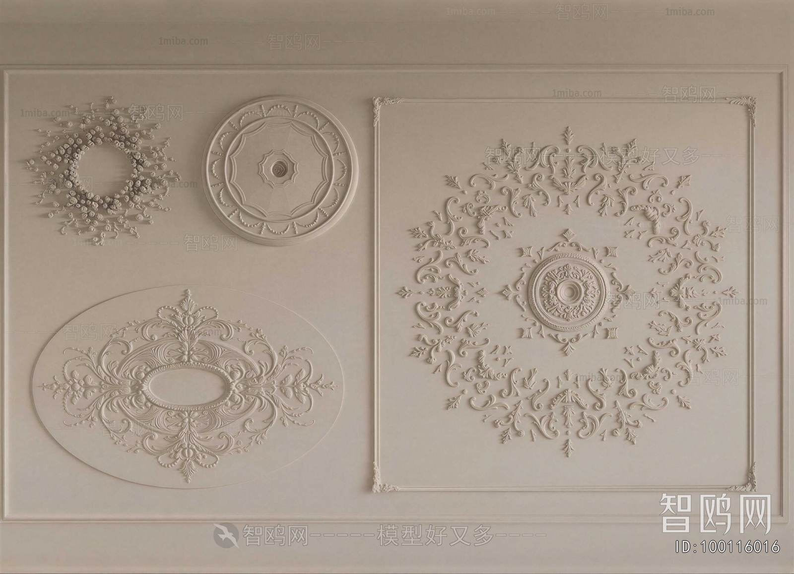 French Style Plaster Carved Top Plate