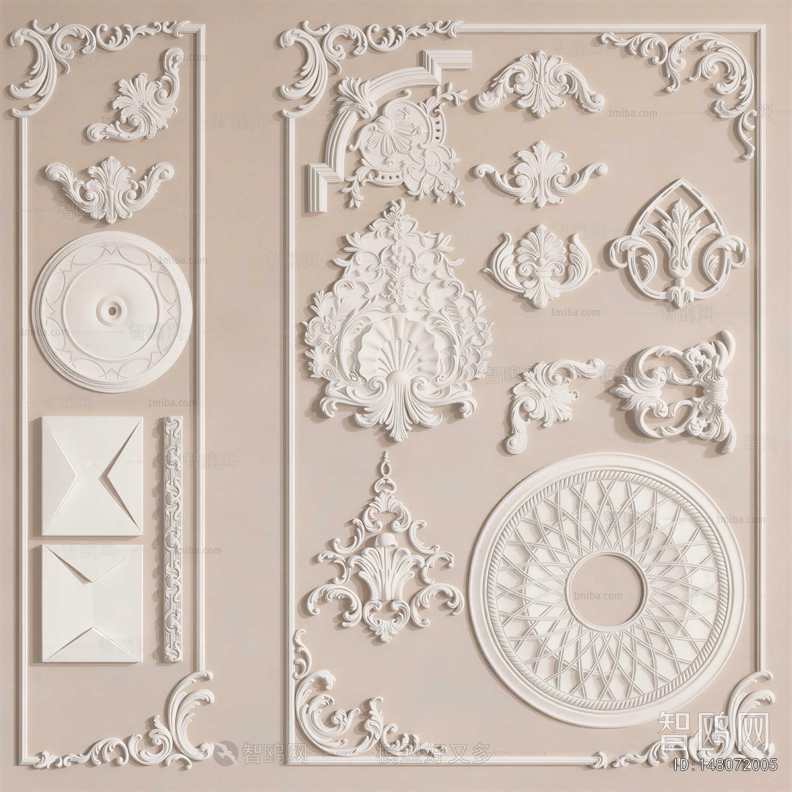 French Style Plaster Carved Top Plate