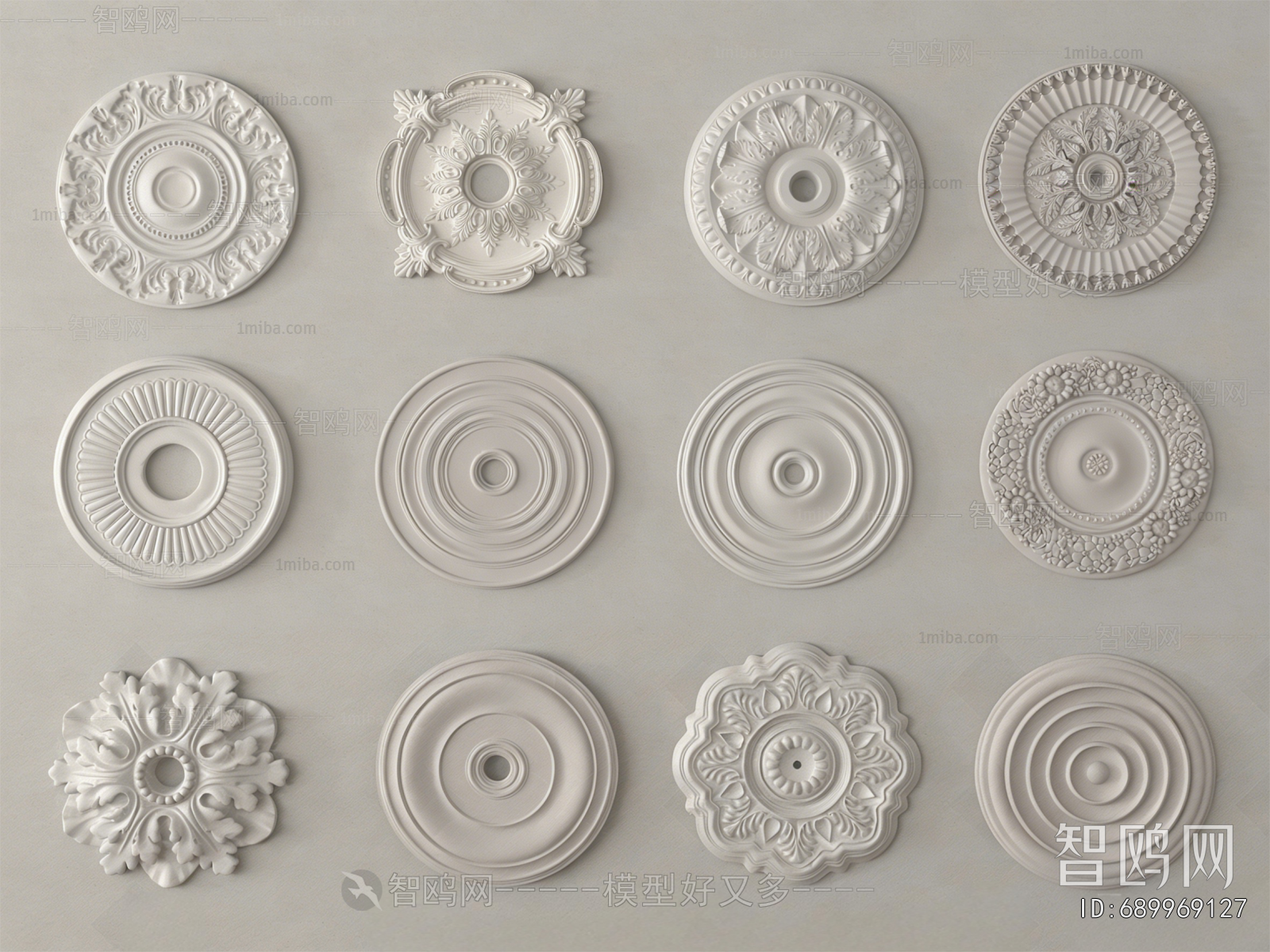 French Style Plaster Carved Top Plate