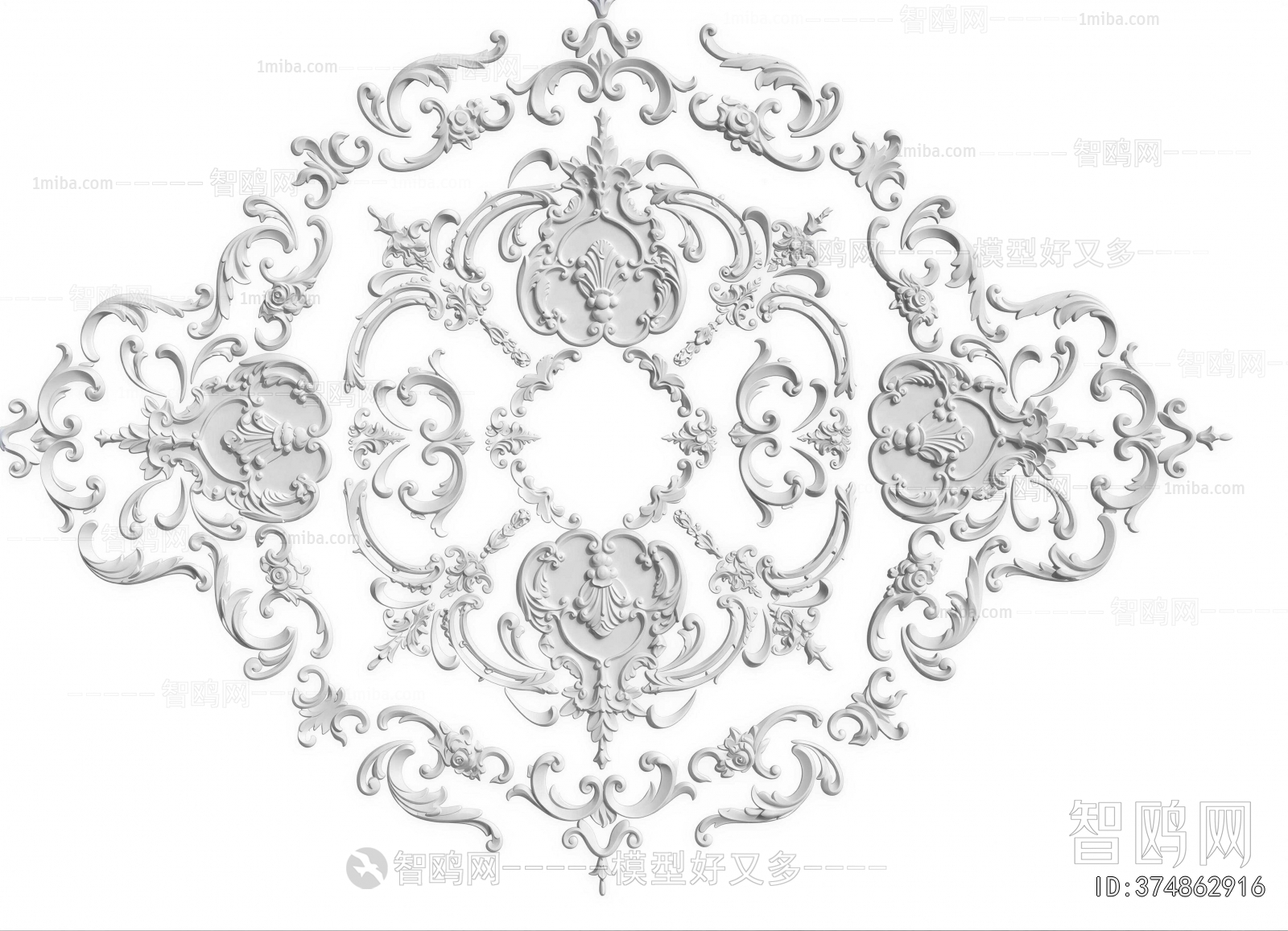 French Style Plaster Carved Top Plate