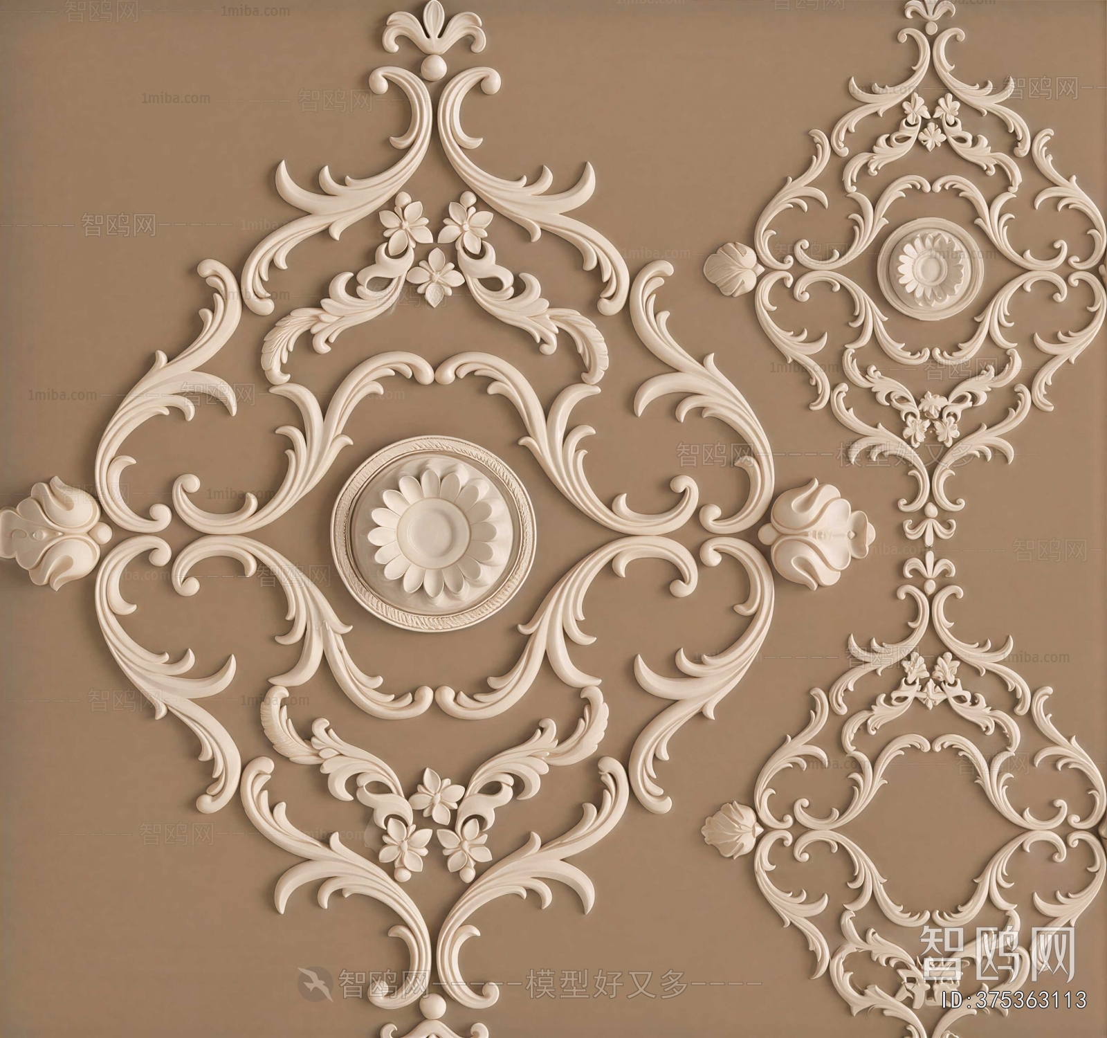 French Style Plaster Carved Top Plate