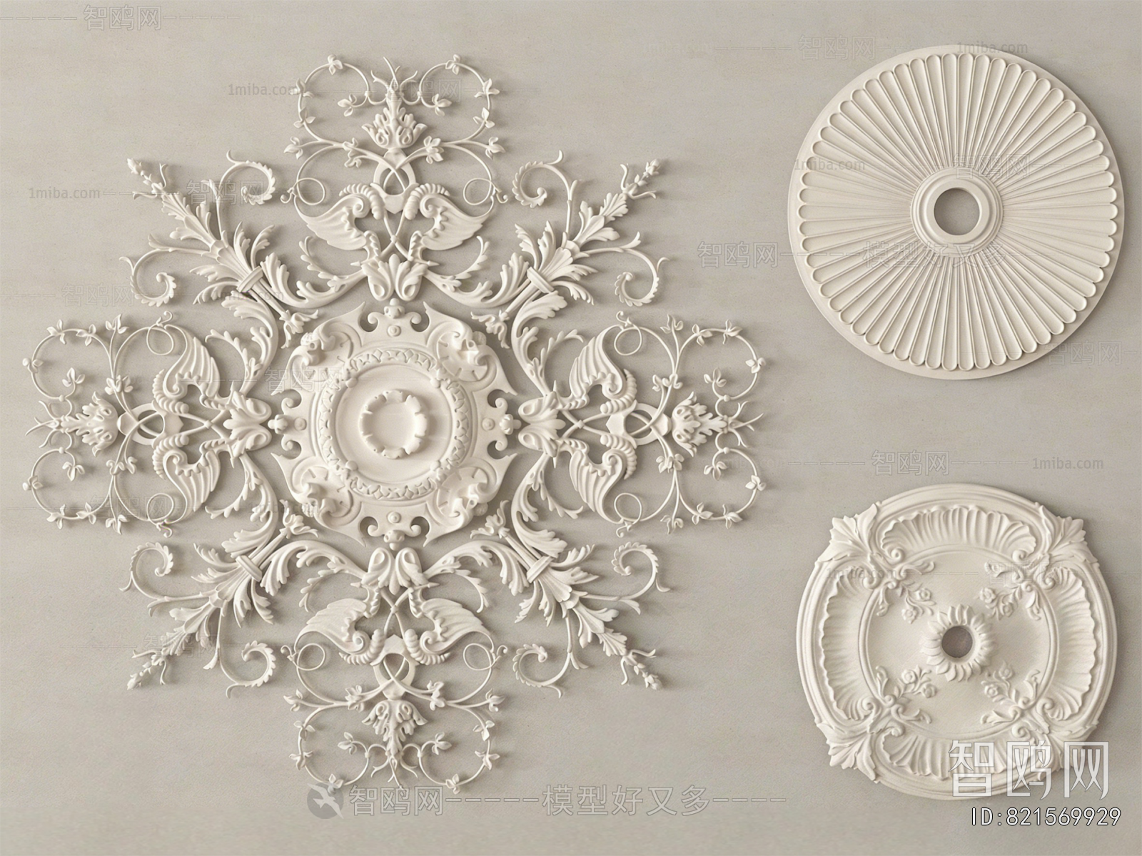 French Style Plaster Carved Top Plate
