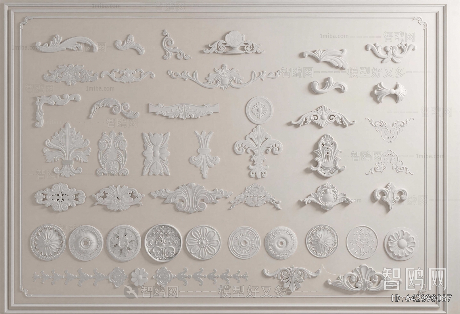 French Style Plaster Carved Top Plate