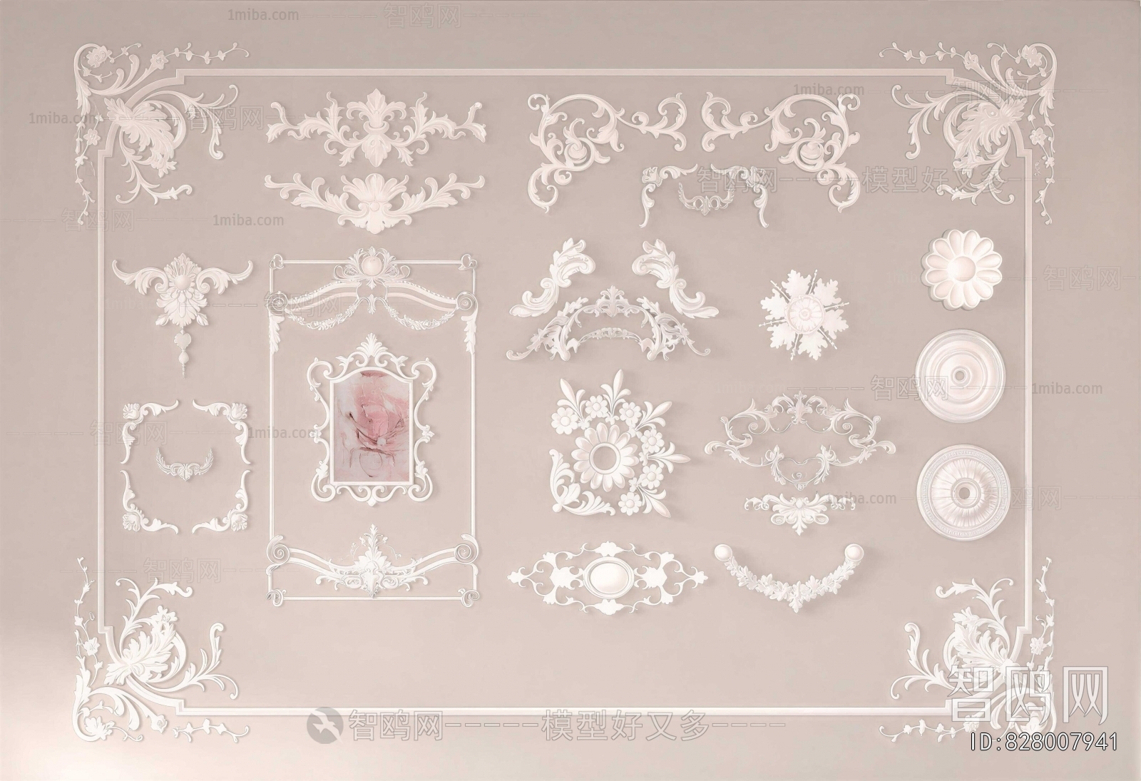 French Style Plaster Carved Top Plate