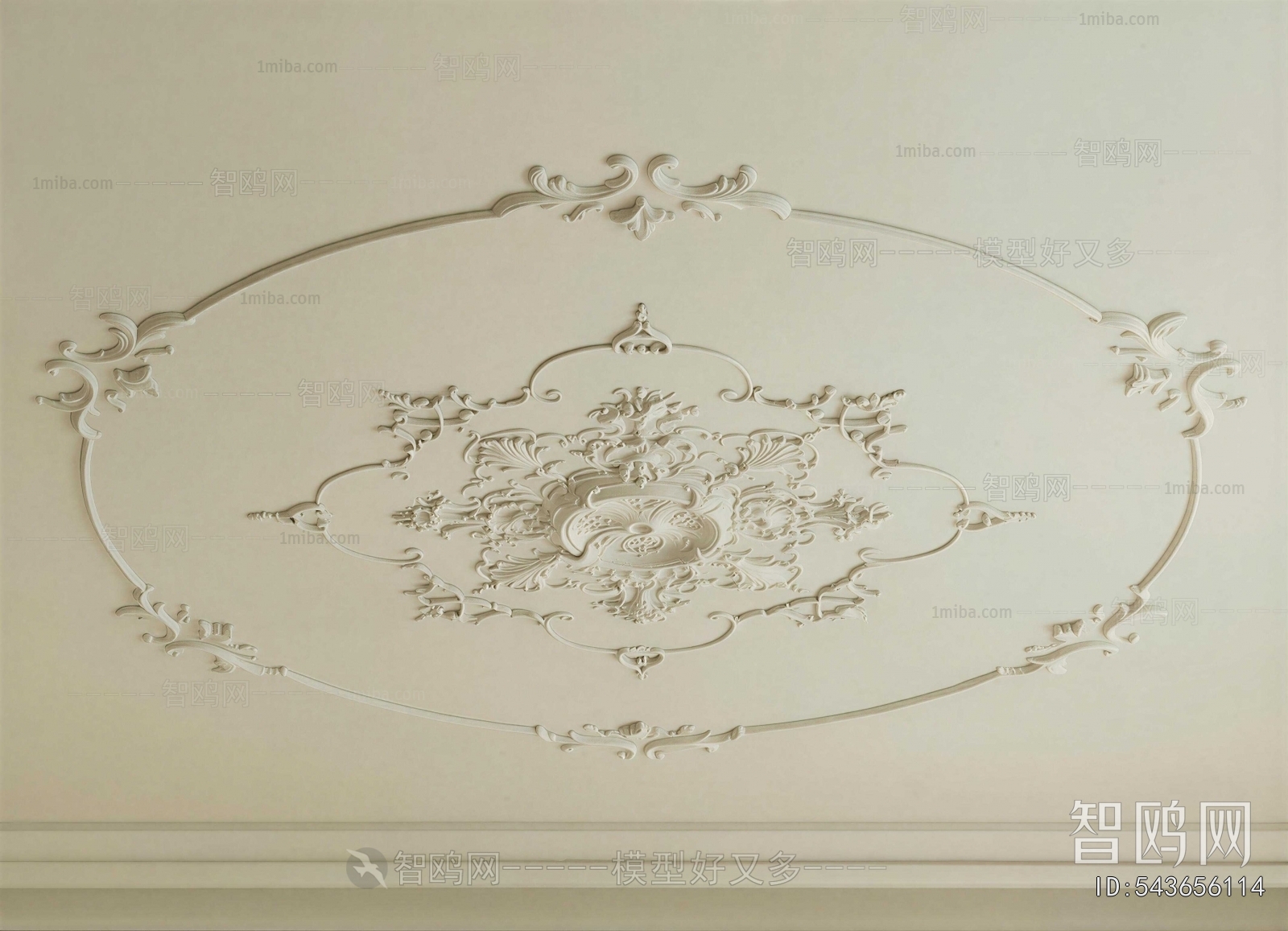 French Style Plaster Carved Top Plate