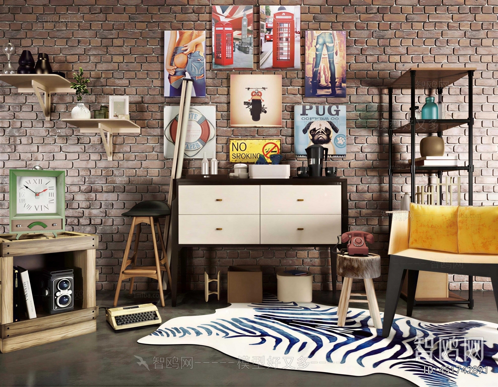 Industrial Style Side Cabinet